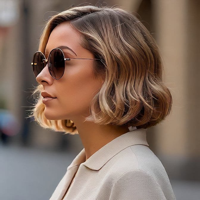 blunt wavy bob