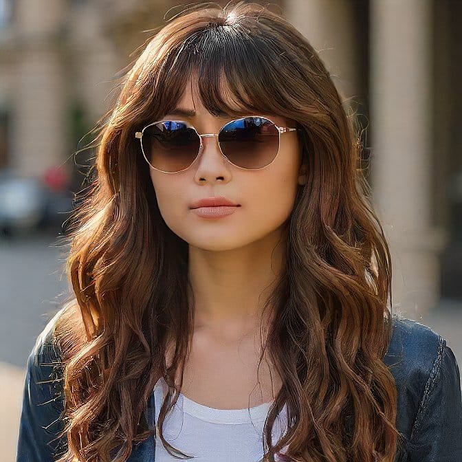 long bangs wavy